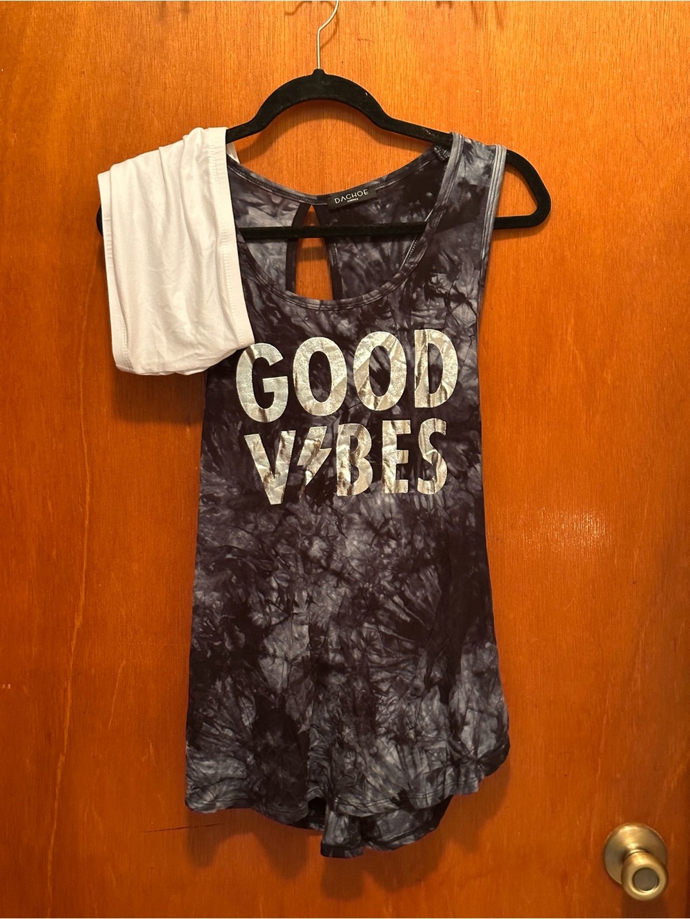 DAchoe Good Vibes Tie-Dye Tank Top - Black/Grey With Bandeau